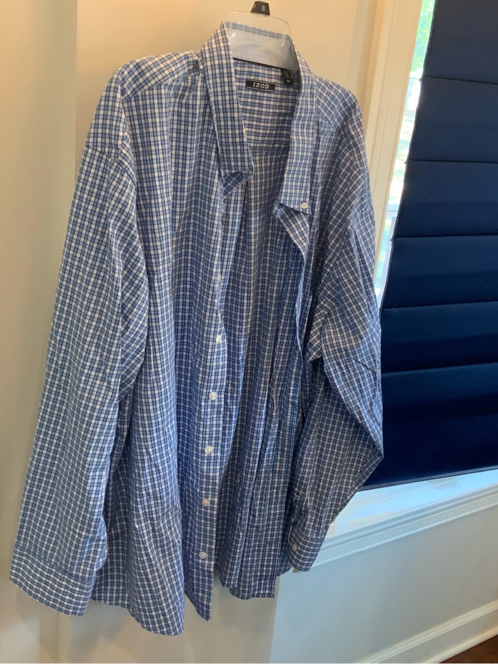 IZOD Men’s Blue Check Long-Sleeve Button-Down Shirt nwot size 4XLT sku 3334